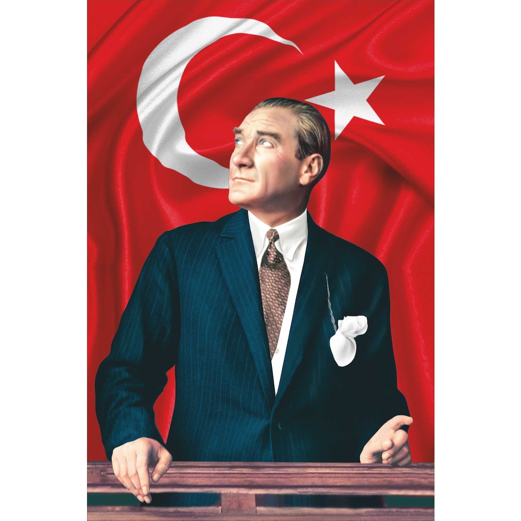 Türk Bayraklı Atatürk Posteri